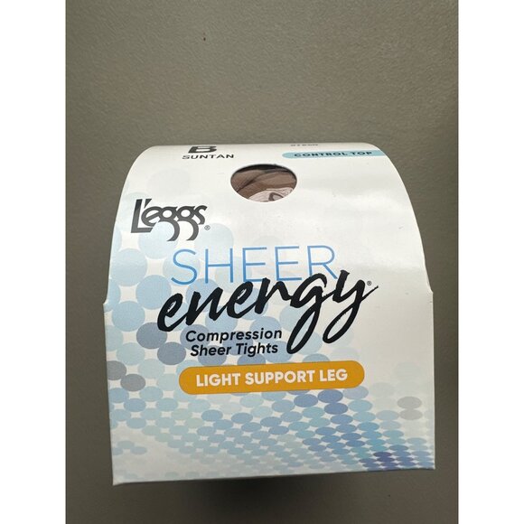 L'eggs Sheer Energy Light Support Leg Control Top Compression Sheer Tights B Sun - Picture 2 of 7